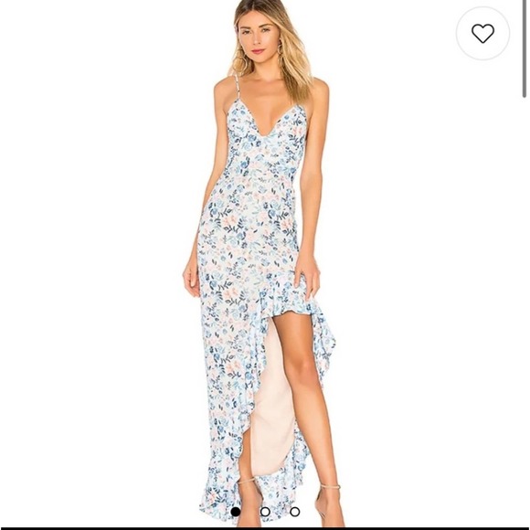 LOVERS + FRIENDS x REVOLVE AHAMANI ASYMMETRICAL GOWN IN BLUE MEADOW FLORAL XSMAL - Picture 2 of 16